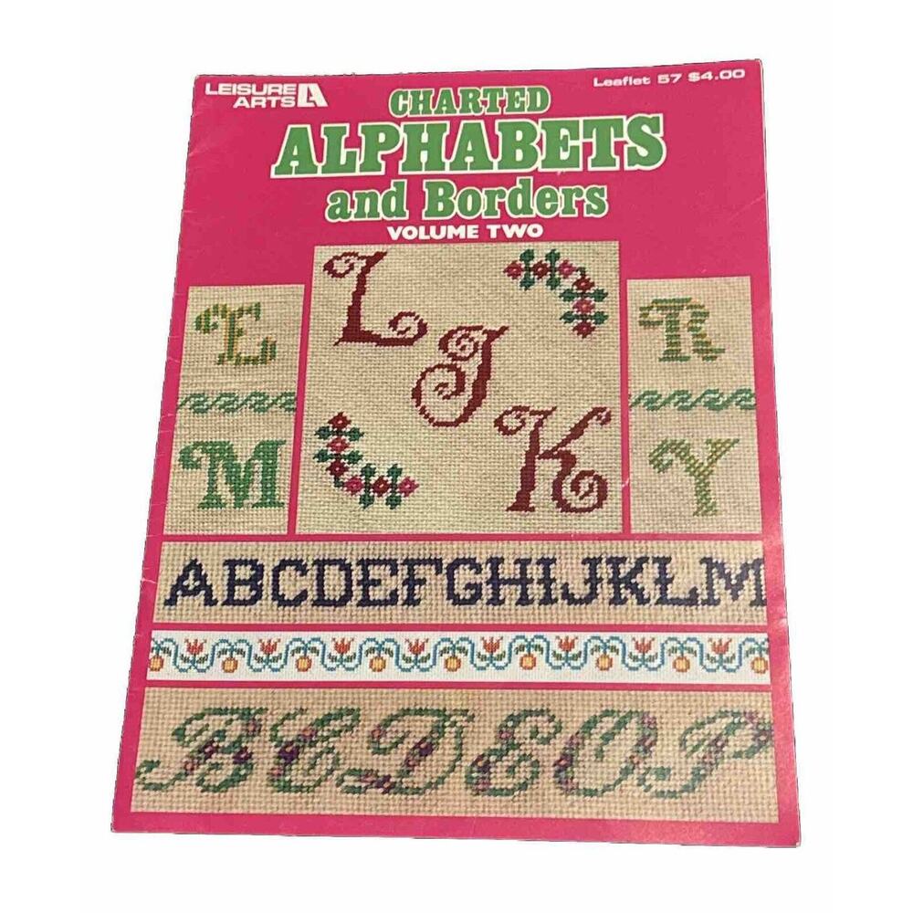 Charted Alphabets and Borders Volume 2 Cross Stitch Leisure Arts Leaflet 57 VTG